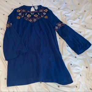 Blue Rain embroiled long sleeve flowy dress